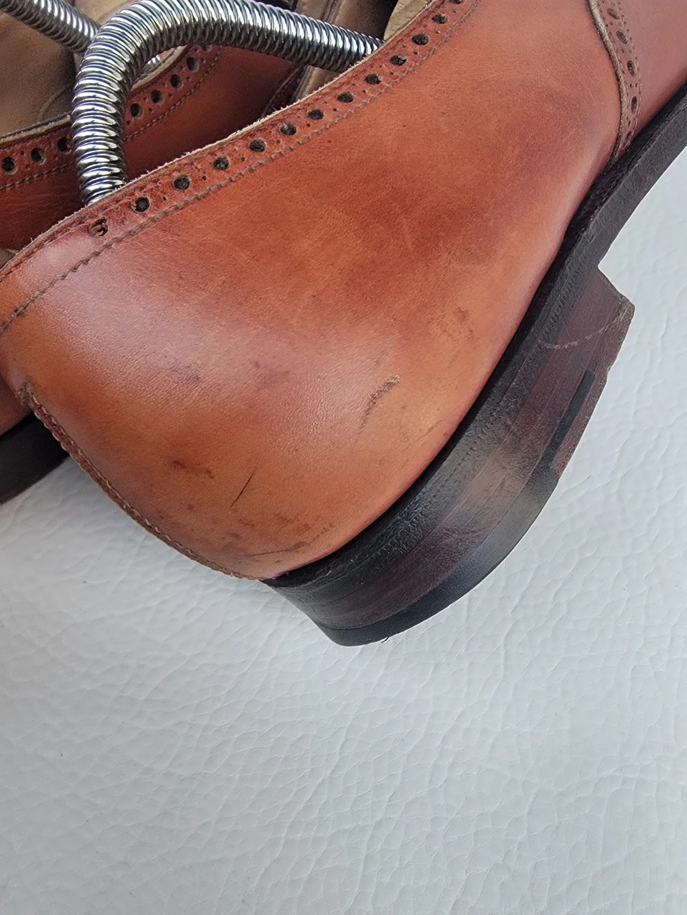 Brooks Brothers Tan Brown Leather Slip-On Wingtip Oxfords